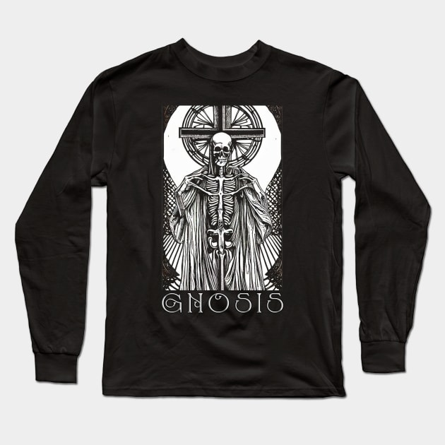 Gnosis - Gnostic Skeletal Christ Meditation Long Sleeve T-Shirt by AltrusianGrace